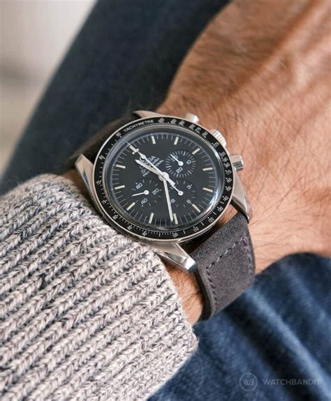 omega speedmaster suede strap|Omega Speedmaster strap new.